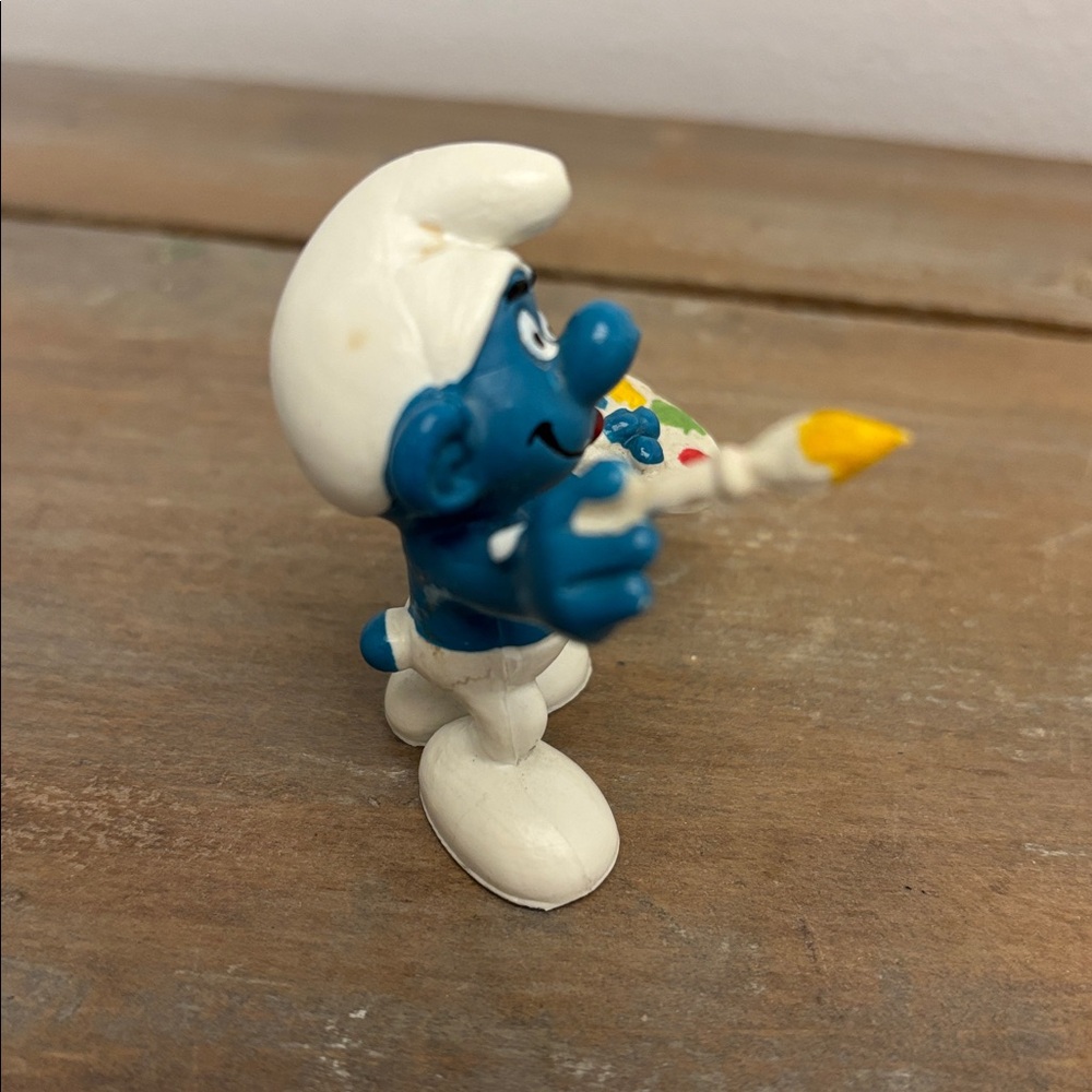 Vintage Artist Smurf Painter Paint Brush Figure PVC Peyo pvc Figurine 1978 - Picture 4 of 6